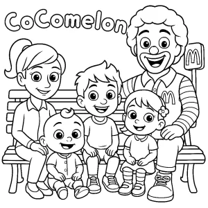 Kolorowanki Cocomelon JJ, Miss Appleberry, Nico, Bella